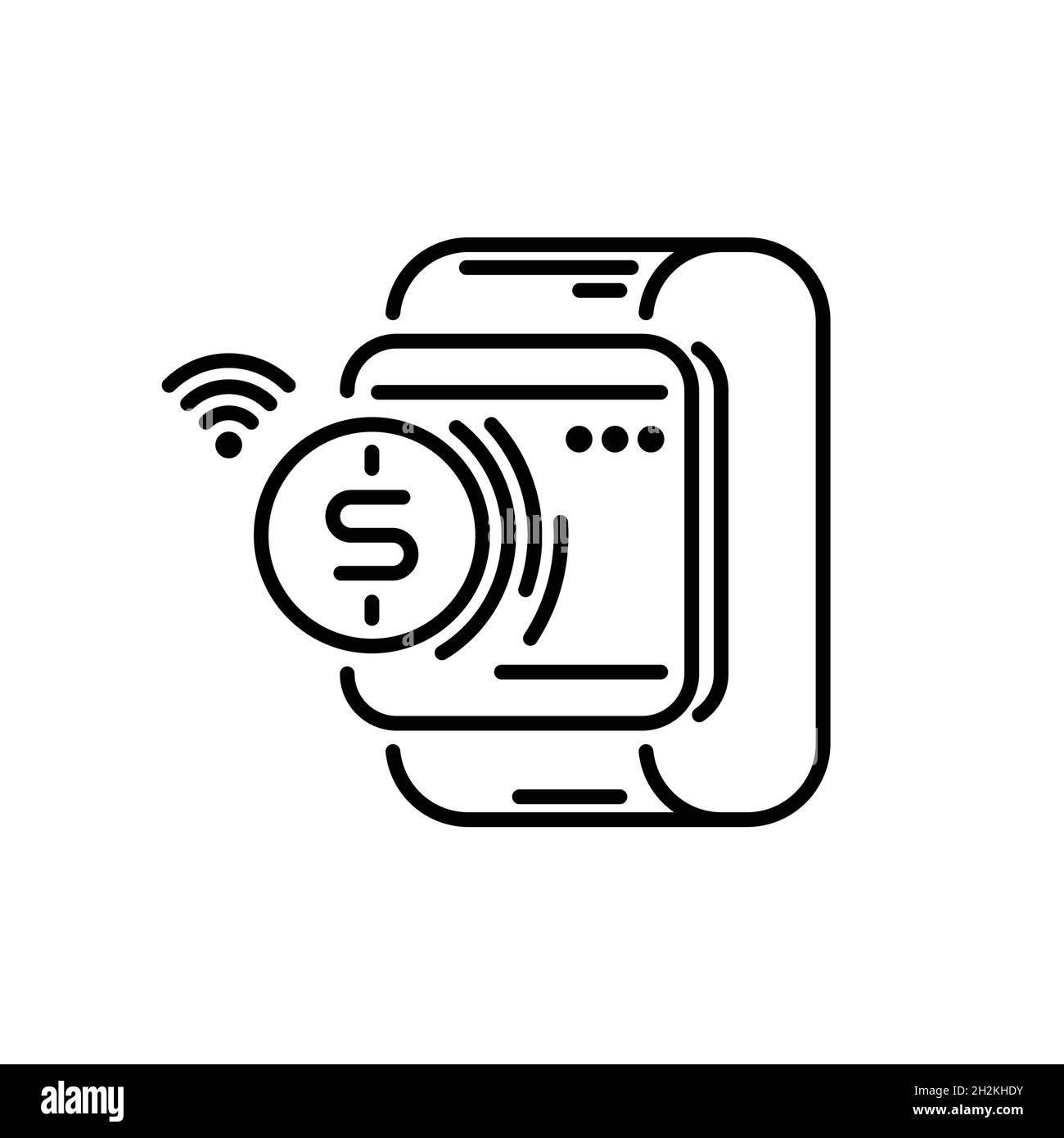 Symbol für dünne Linien der Zahlungsmethoden. Smartwatch Pay. Stock Vektor