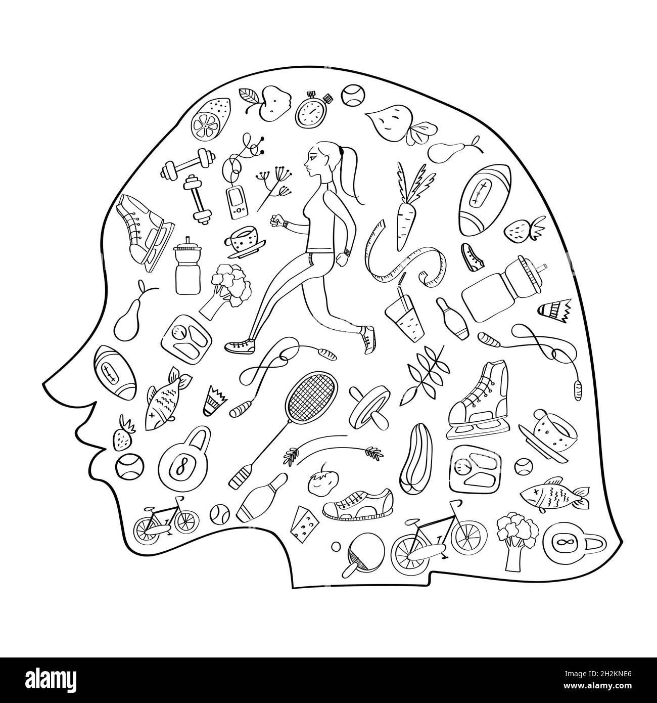 Sport, Ernährung, Fitness und Ernährung Gesunder Lebensstil Stock Vektor