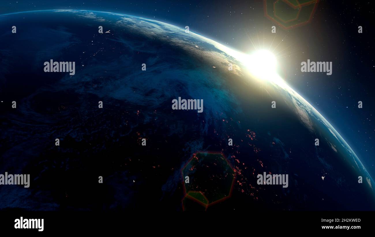 Sonnenaufgang über der Erde Stockfoto