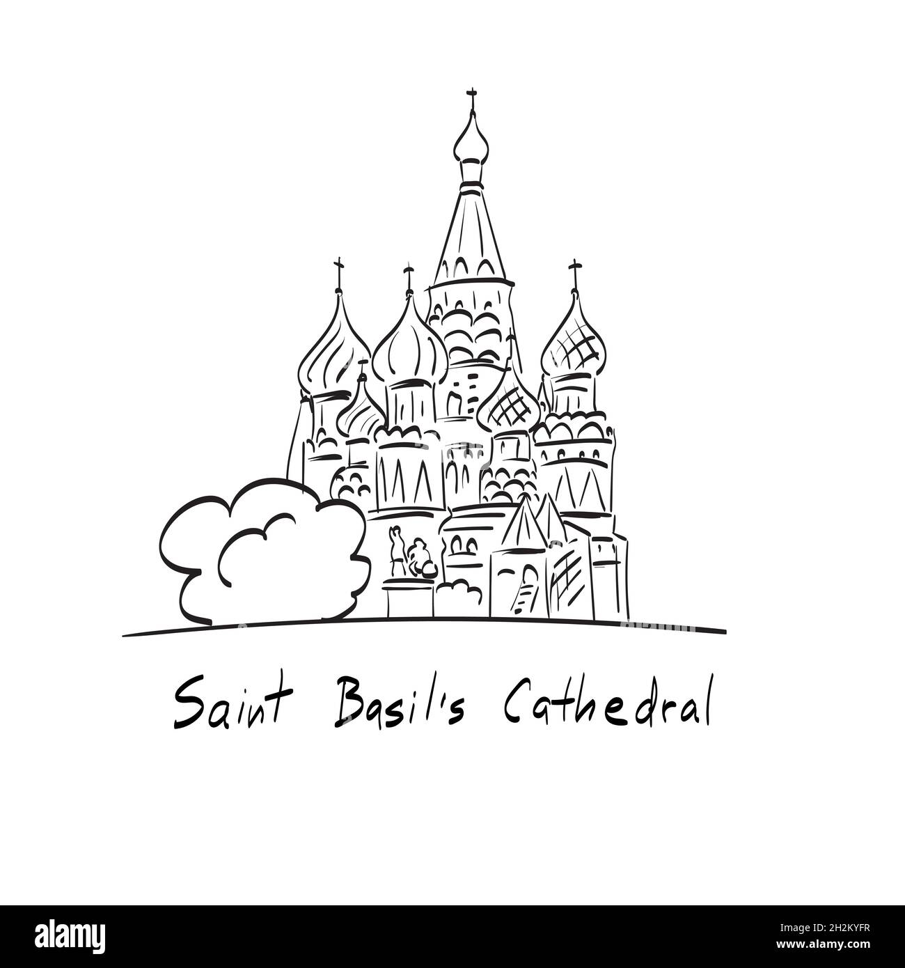 St. Basil's Cathedral Illustration Vektor isoliert auf weißem Hintergrund Linie Kunst. Stock Vektor