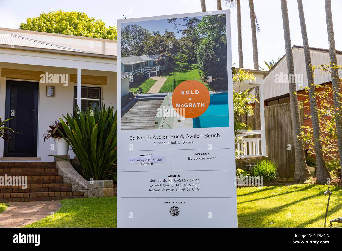Sydney Haus in Avalon Beach verkauft während des Frühlings Immobilienmarkt von Mcgrath Immobilien, Avalon Beach Vorort, Australien Stockfoto