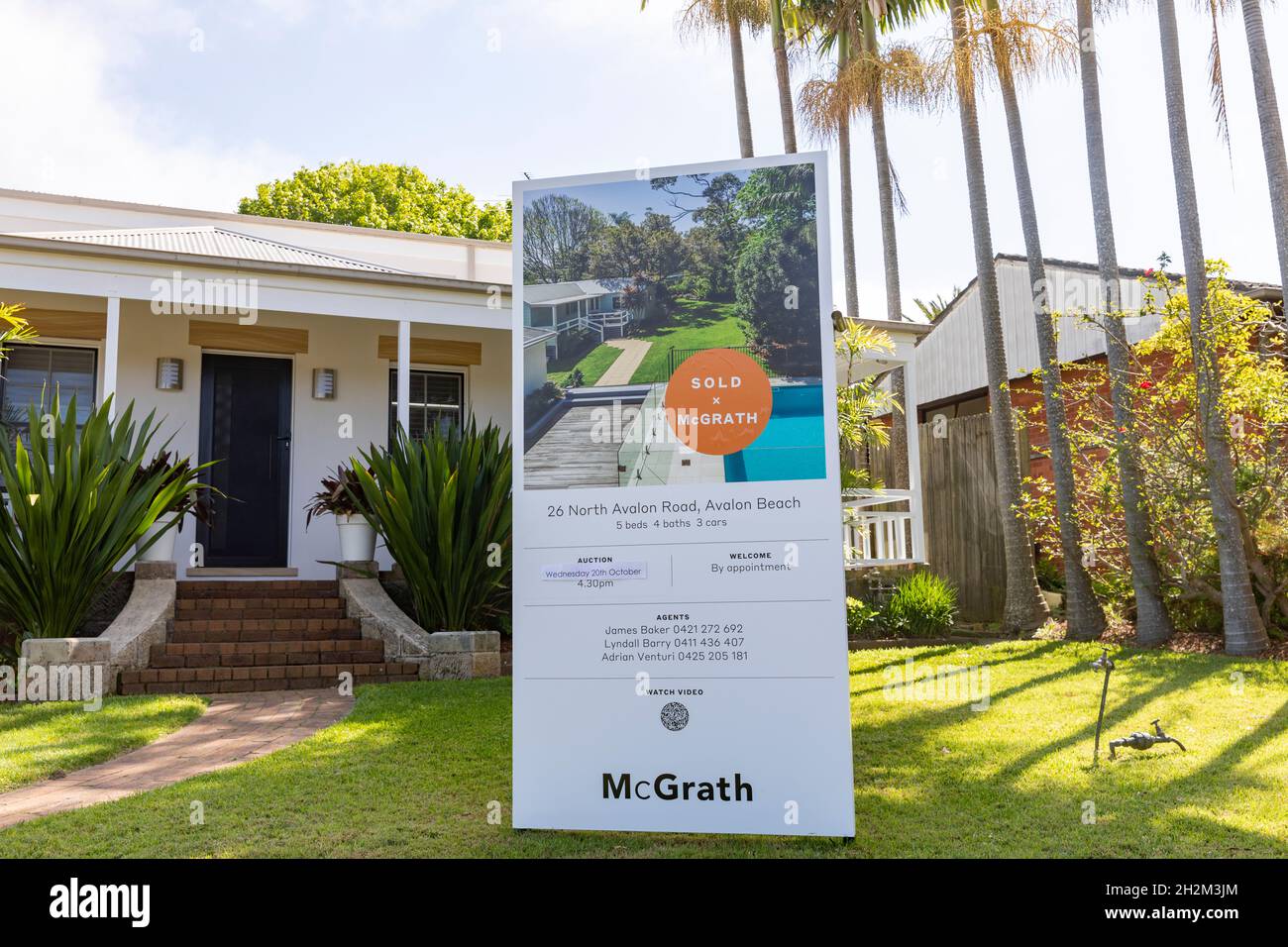 Sydney Haus in Avalon Beach verkauft während des Frühlings Immobilienmarkt von Mcgrath Immobilien, Avalon Beach Vorort, Australien Stockfoto