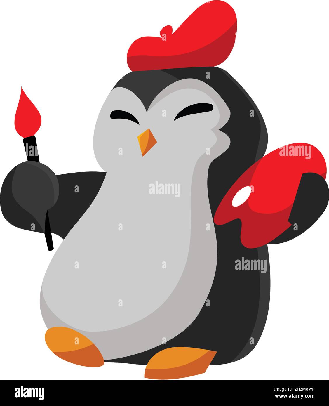 pinguin mit Malerei liefert Illustration Vorlage Design Stock Vektor