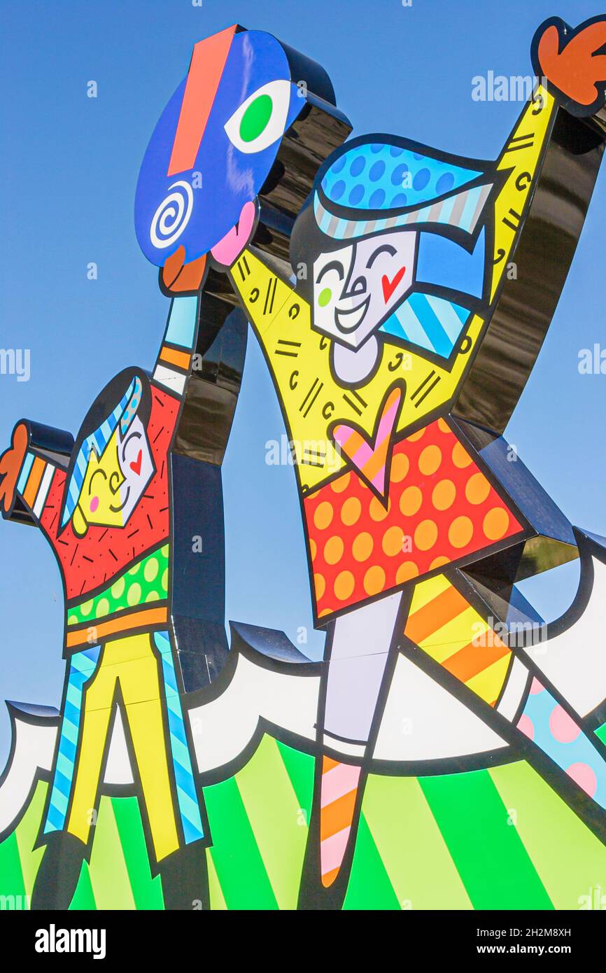 Miami Florida, Children's Museum Zeichen Kunst Kunstwerk Künstler Romero Britto vor der Außenseite Stockfoto