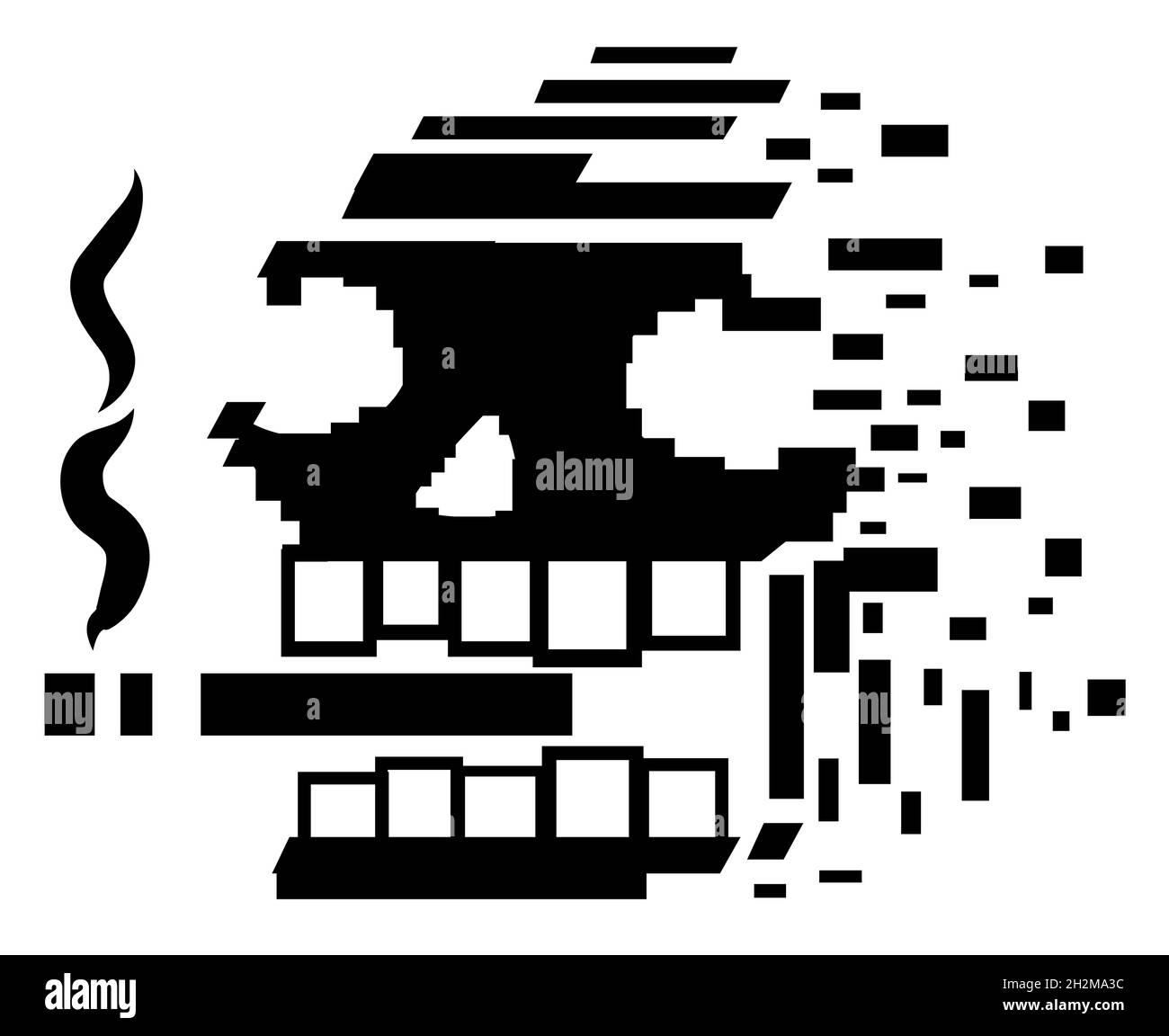 Zigarettenrauch zersetzenden Schädel Symbol schwarz, Vektor-Illustration, horizontal, isoliert Stock Vektor