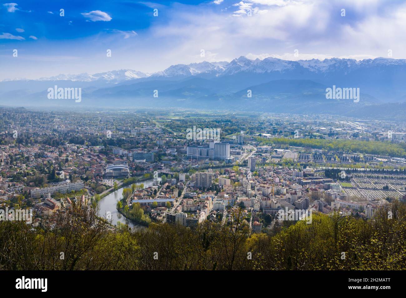 Grenoble Stadt sehen vom Standpunkt der Bastille aus Stockfoto