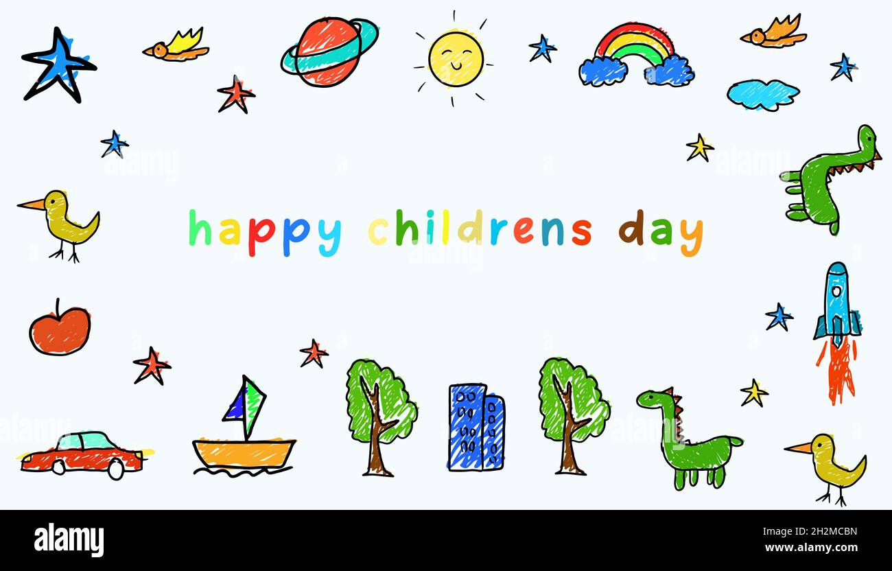 Happy Kindertag Hintergrund Hand zeichnen Illustration Vektor-Design Stock Vektor