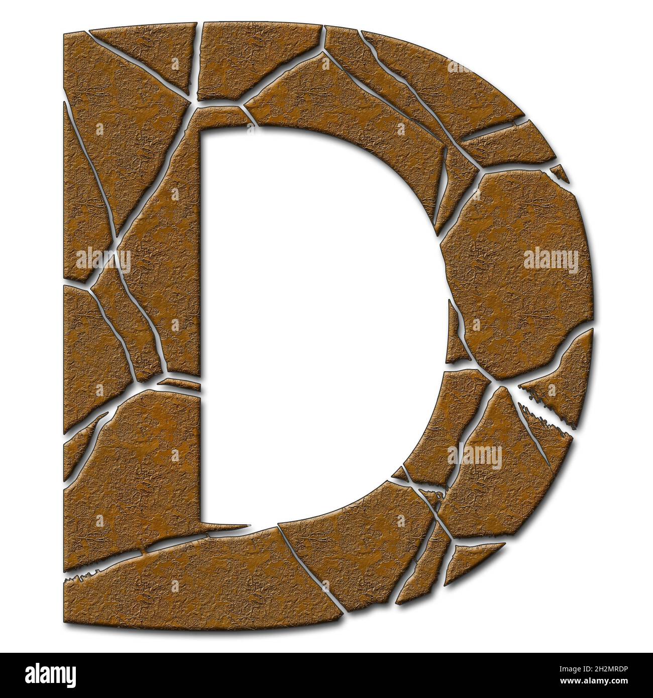 3D-Rendering von Metallmuster und Textur Alphabet Großbuchstaben mit Rissen Stockfoto