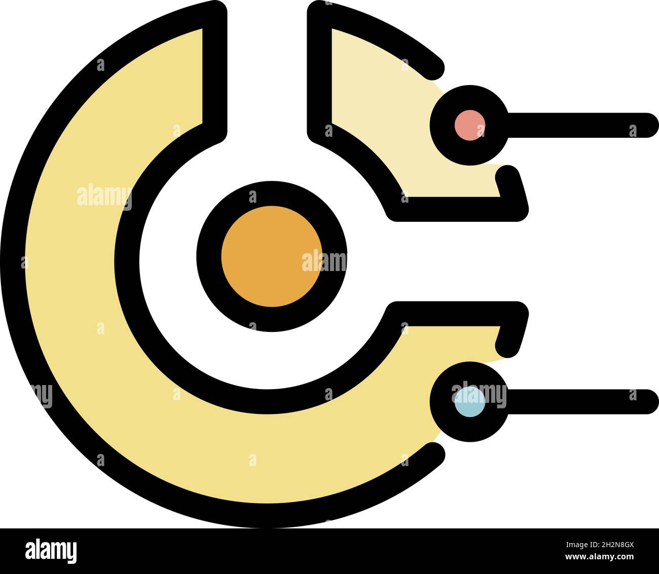 Symbol für das Geschäftsdiagramm. Kontur Business Tortendiagramm Vektor Symbol Farbe flach isoliert Stock Vektor