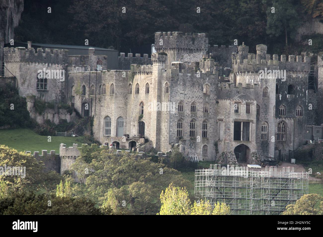 Gwrych Castle Abergele North Wales. Neue Fotos zeigen die Vorbereitungen auf der Burg für die kommende Serie von I'm a Celebrity 2021 Stockfoto