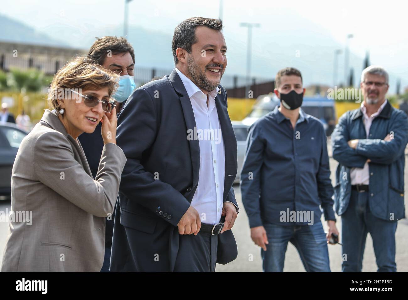 Palermo, Italien. Oktober 2021. Open-Arms-Prozess: Matteo Salvini in Palermo (Foto: Antonio Melita/Pacific Press) Quelle: Pacific Press Media Production Corp./Alamy Live News Stockfoto