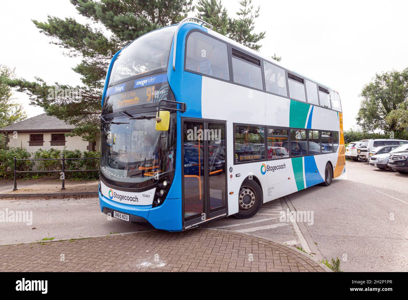 Park and Ride Bus Dartmouth, Devon, England, Vereinigtes Königreich. Stockfoto