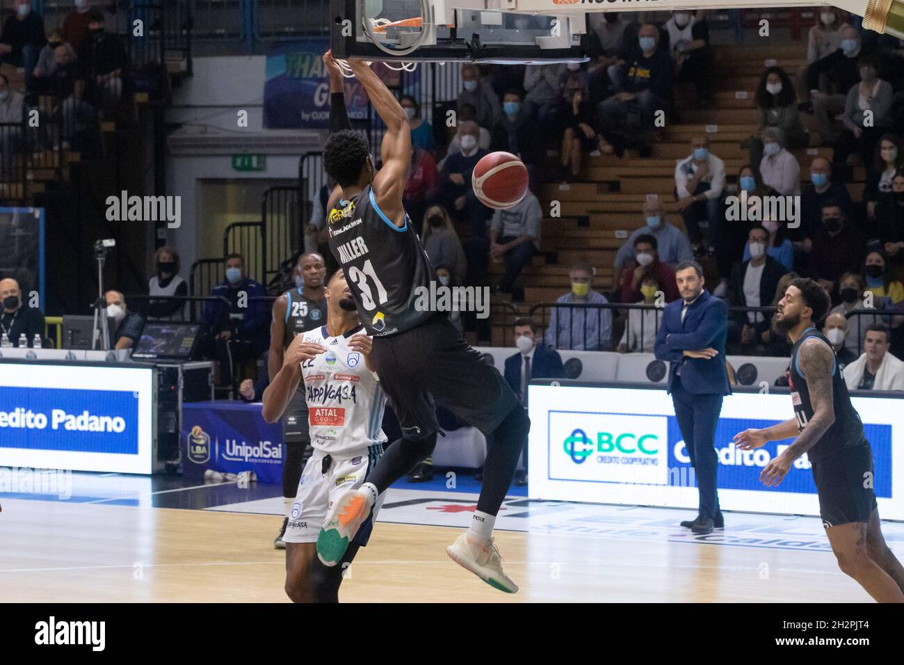 Cremona, Italien. Oktober 2021. Miller Malcom (Vanoli Cremona) während Vanoli Basket Cremona vs Happy Casa Brindisi, Italienische Basketball A Serie Championship in Cremona, Italien, Oktober 23 2021 Quelle: Independent Photo Agency/Alamy Live News Stockfoto