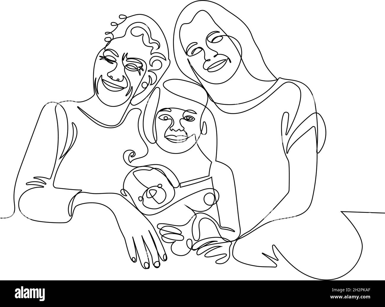 Glückliche Familie Porträt Mütter Stock Vektor