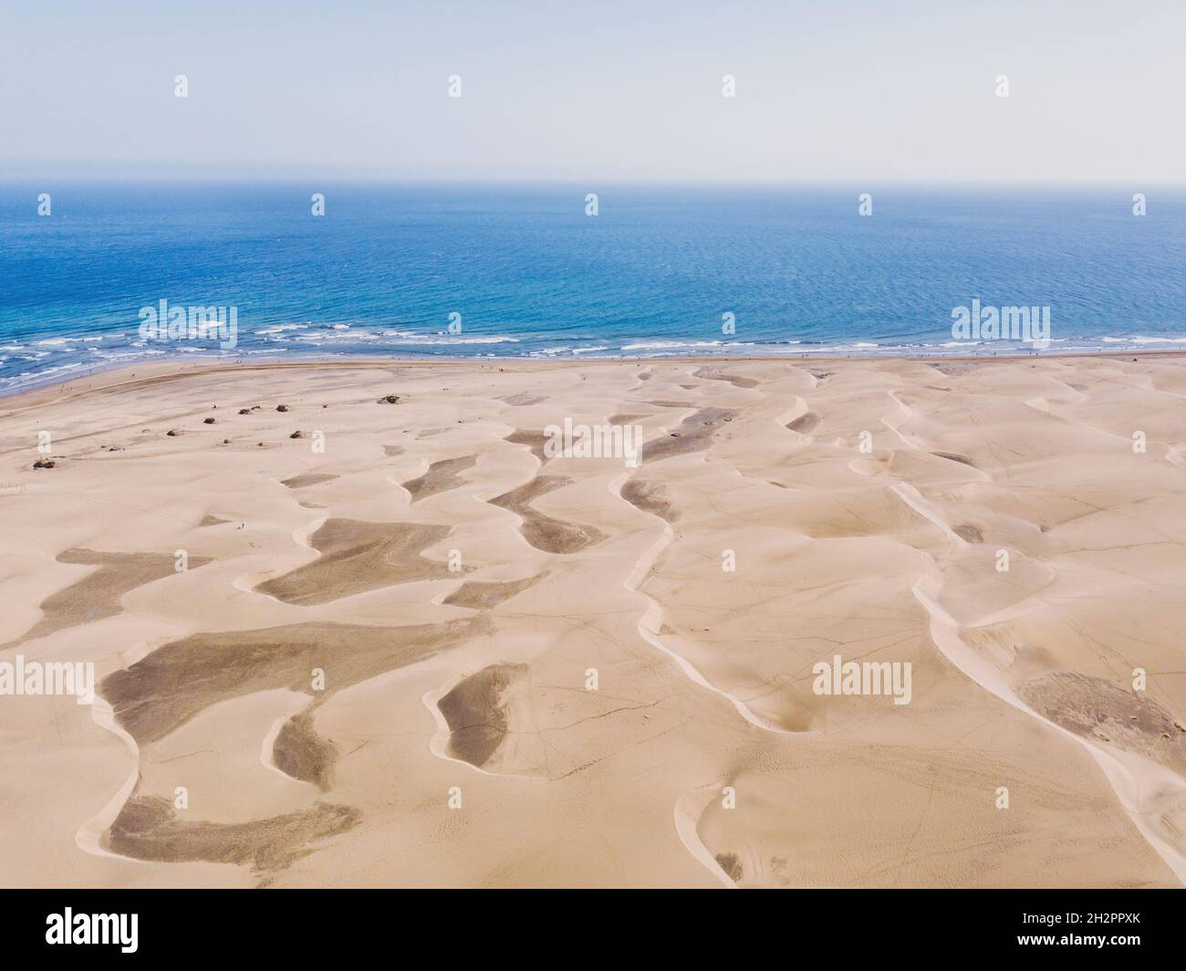 Sanddünen Luftaufnahme, Maspalomas von oben, Gran Canaria Strand, Spanien Stockfoto Sanddünen Luftaufnahme, Maspalomas von oben, Gran Canaria Strand, Spanien Stockfoto