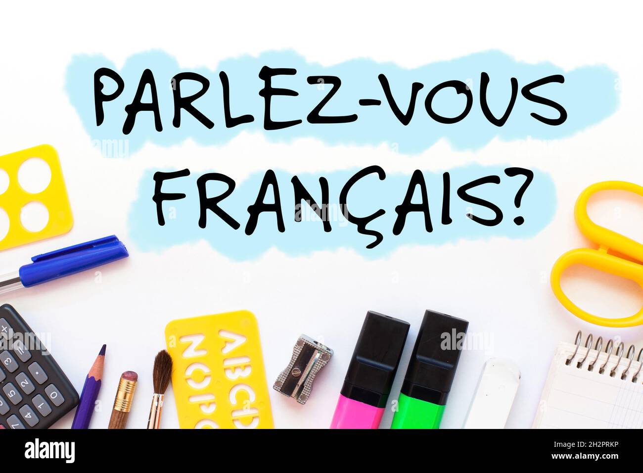 Französisch lernen Konzept, sprichst du französisch, parlez-vouz francais Stockfoto