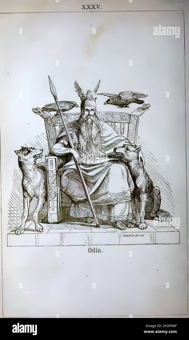 Illustration des Odin-Gottes aus der deutschen Mythologie Stockfoto