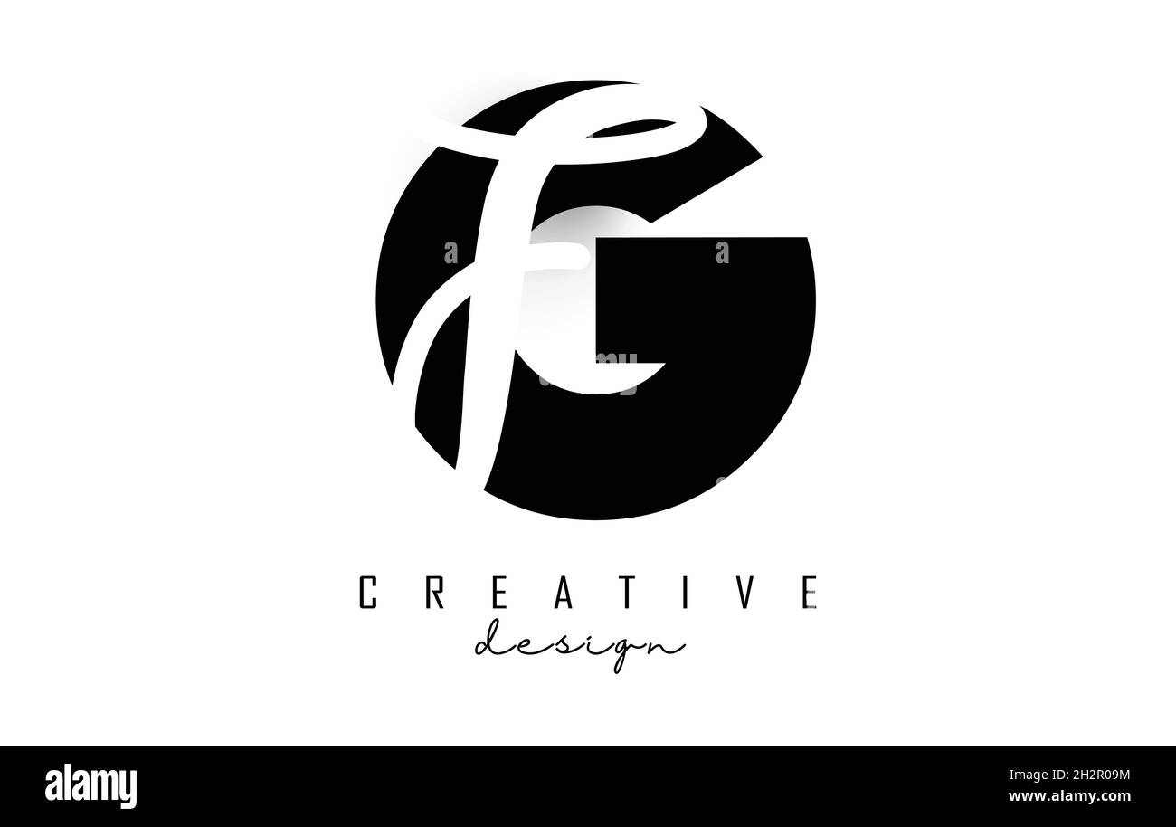 Buchstaben GF Logo mit minimalistischem Design. Buchstaben G und F mit geometrischer und handschriftlicher Typografie. Kreative Vektor-Illustration mit Buchstaben. Stock Vektor