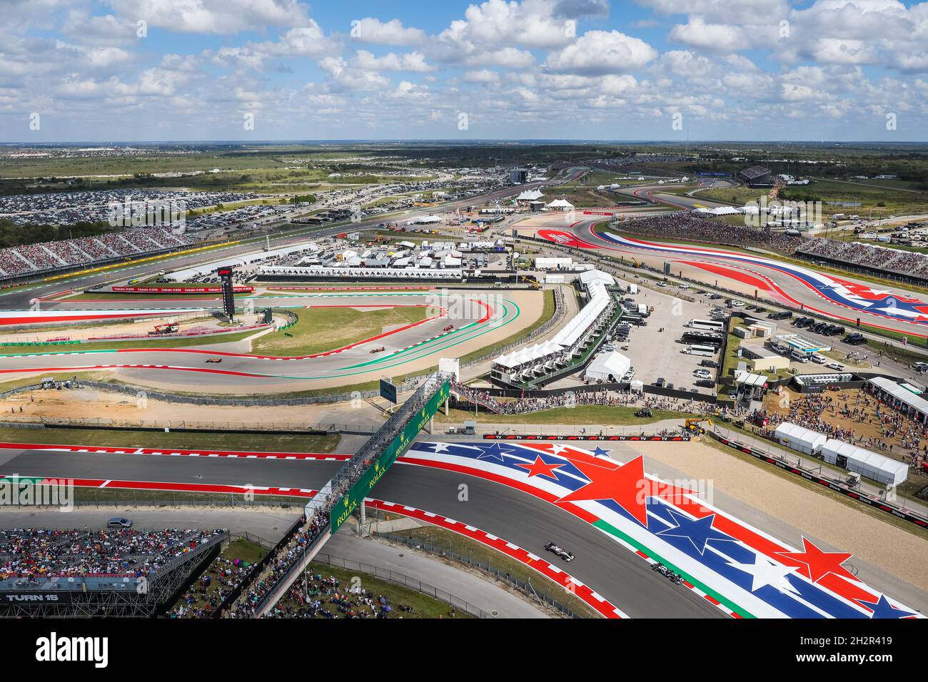 07 RÄIKKÖNEN Kimi (FIN), Alfa Romeo Racing ORLEN C41, 22 TSUNODA Yuki (jap), Scuderia AlphaTauri Honda AT02, Actionslandschaft, Paysage, Illustration während des Formel 1 Aramco United States Grand Prix 2021, 17. Lauf der FIA Formel 1 Weltmeisterschaft 2021 vom 21. Bis 24. Oktober, 2021 auf dem Circuit of the Americas, in Austin, Texas, USA - Foto: Antonin Vincent/DPPI/LiveMedia Stockfoto