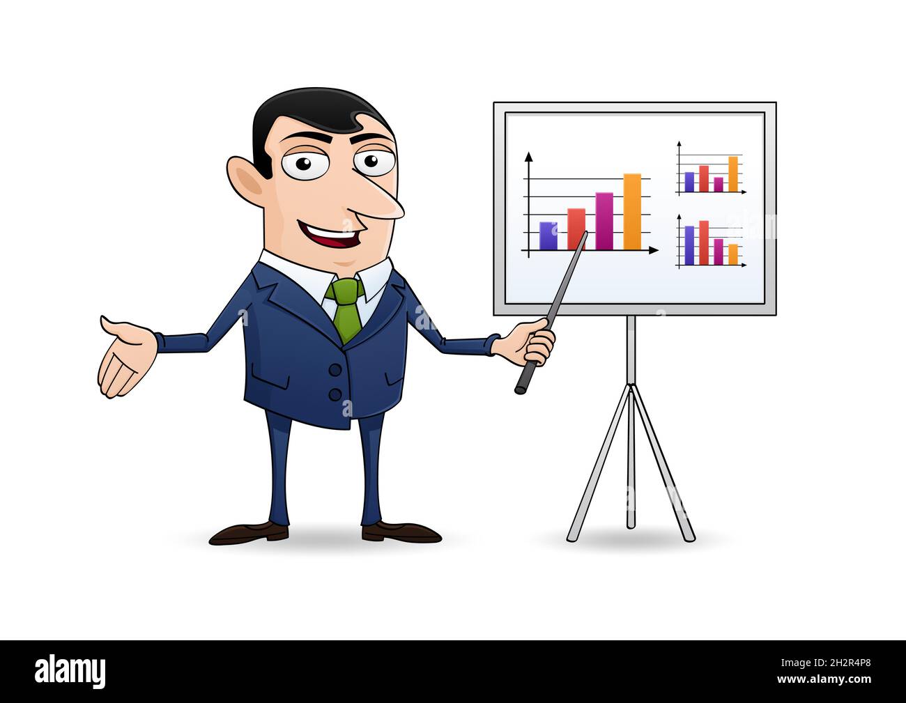 Cartoon-Stil Geschäftsmann mit Flipchart - Illustration Stock Vektor
