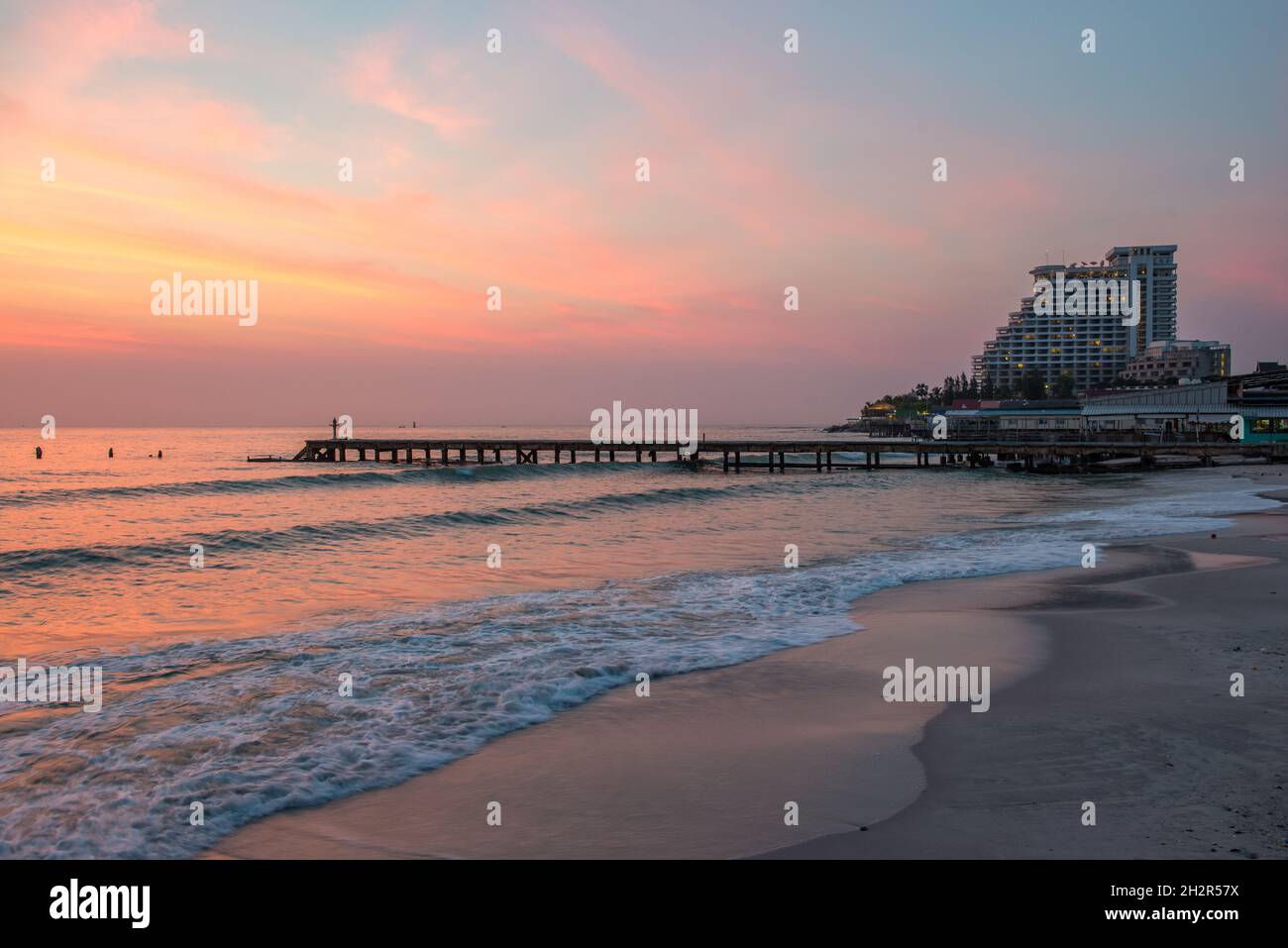 Am frühen Morgen in Hua hin. Hua hin ist eines der beliebtesten Reiseziele in Thailand. Stockfoto