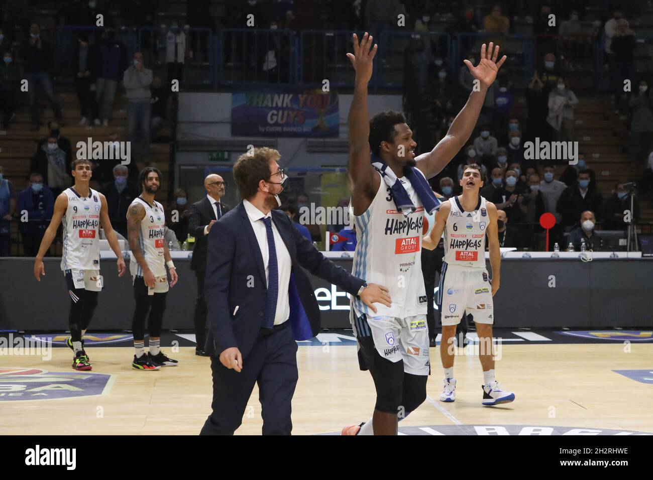 PalaRadi, Cremona, Italien, 23. Oktober 2021, Perkins Nick (Happy Casa Brindisi) während der Vanoli Basket Cremona gegen Happy Casa Brindisi – Italienische Basketball A Serie Championship Stockfoto