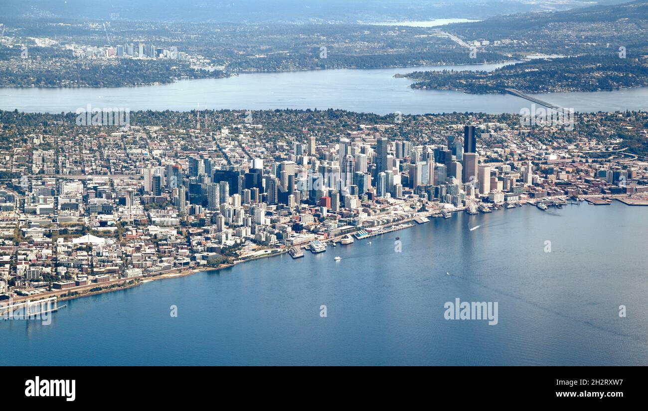 Luftaufnahme der Stadt Seattle im Bundesstaat Washington - USA Stockfoto