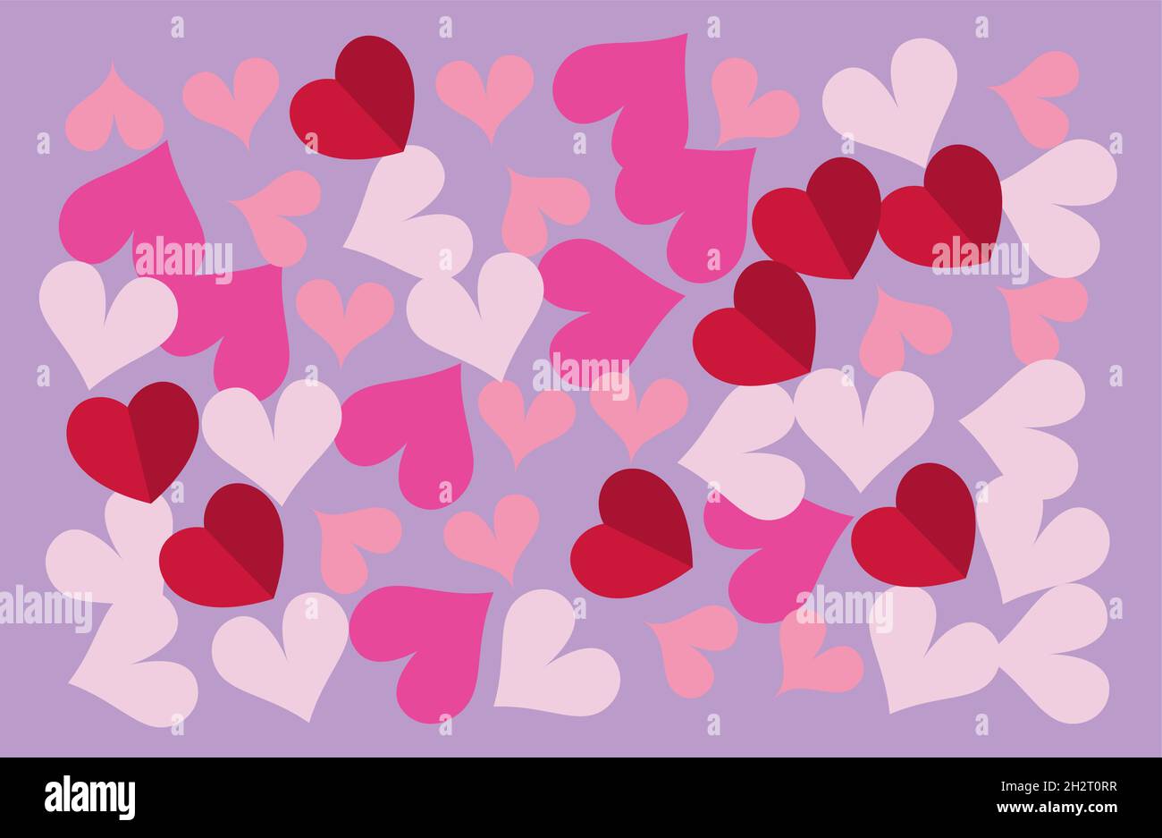 Schönes nahtloses romantisches Muster mit rosa und roten Herzen. Vektor-Illustration für Valentinstag, Baby Ankündigung, Muttertag, Ostern Stock Vektor