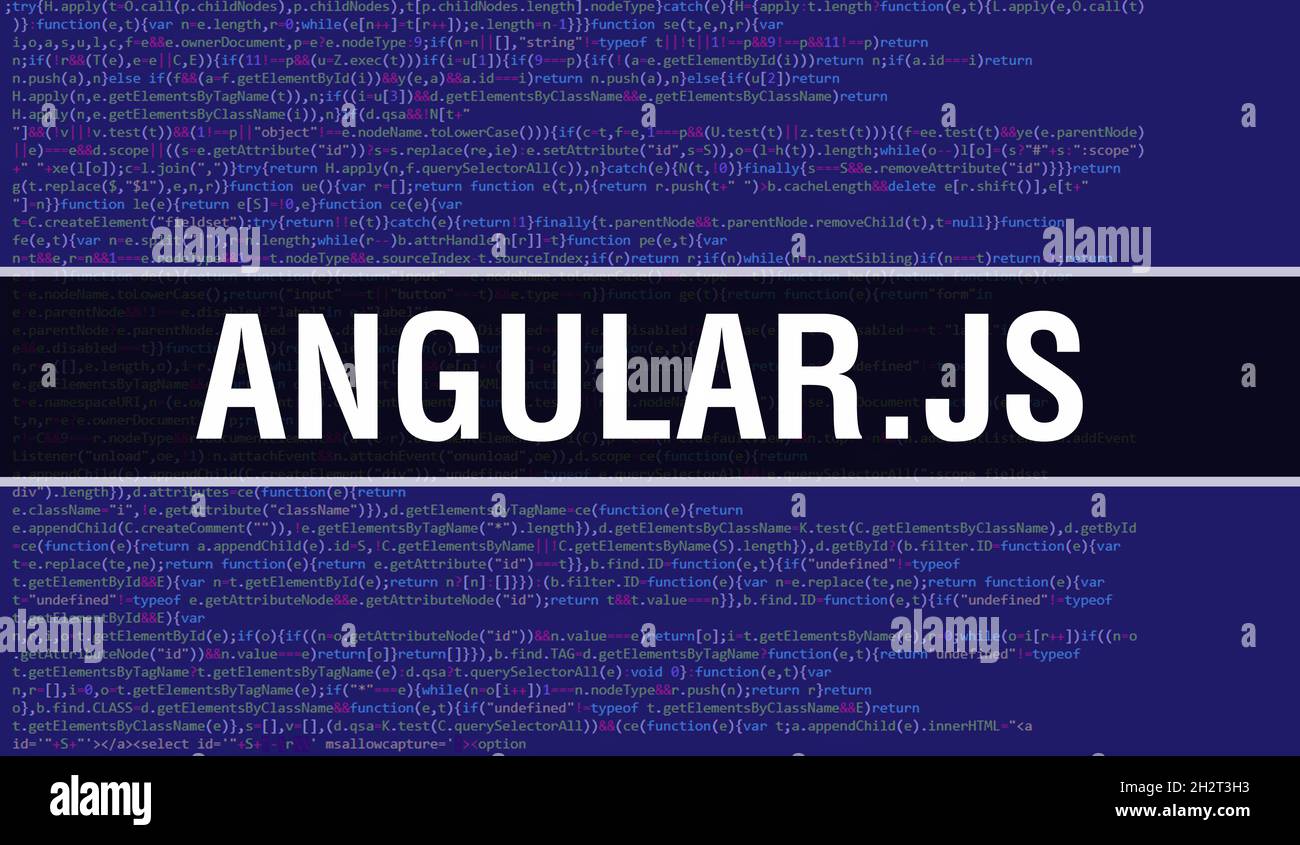 ANGULAR.JS Konzept mit zufälligen Teilen des Programmcodes. ANGULAR.JS mit Programmierung Code abstrakte Technologie Hintergrund von Software-Entwickler und Comput Stockfoto