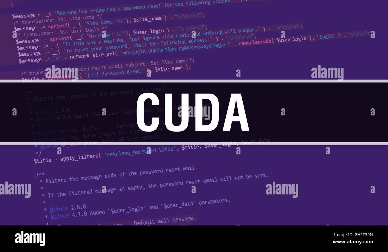 CUDA Konzept mit zufälligen Teilen des Programmcodes.CUDA Text geschrieben auf Programmieren Code abstrakte Technologie Hintergrund von Software-Entwickler und Computer Stockfoto