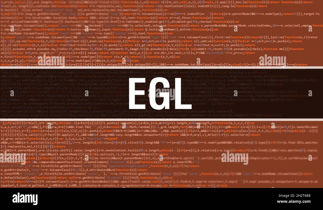 EGL mit digitalem java-Codetext. EGL- und Computer-Software-Kodierungsvektorkonzept. Programmierungsskript java, digitaler Programmcode mit EGL auf SCR Stockfoto