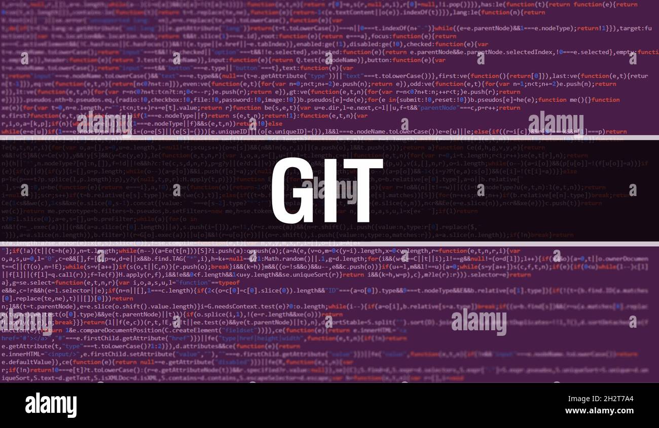 GIT-Konzept mit zufälligen Teilen des Programmcodes.GIT-Text geschrieben auf Programmier-Code abstrakte Technologie Hintergrund von Software-Entwickler und Computer s Stockfoto