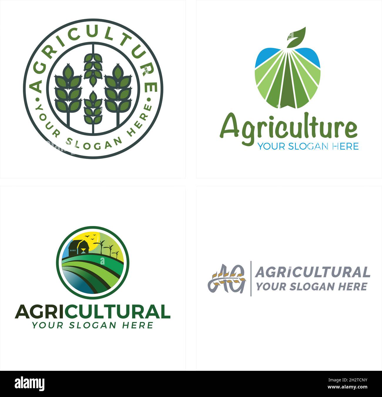 Landwirtschaft Apfel Bauernhof Land Feld Logo-Design Stock Vektor