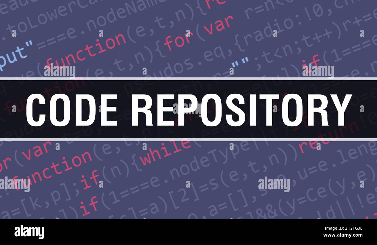 Code-Repository-Konzept mit zufälligen Teilen des Programmcodes. Code-Repository mit abstrakter Programmiercode-Technologie-Hintergrund des Softwareentwicklers Stockfoto