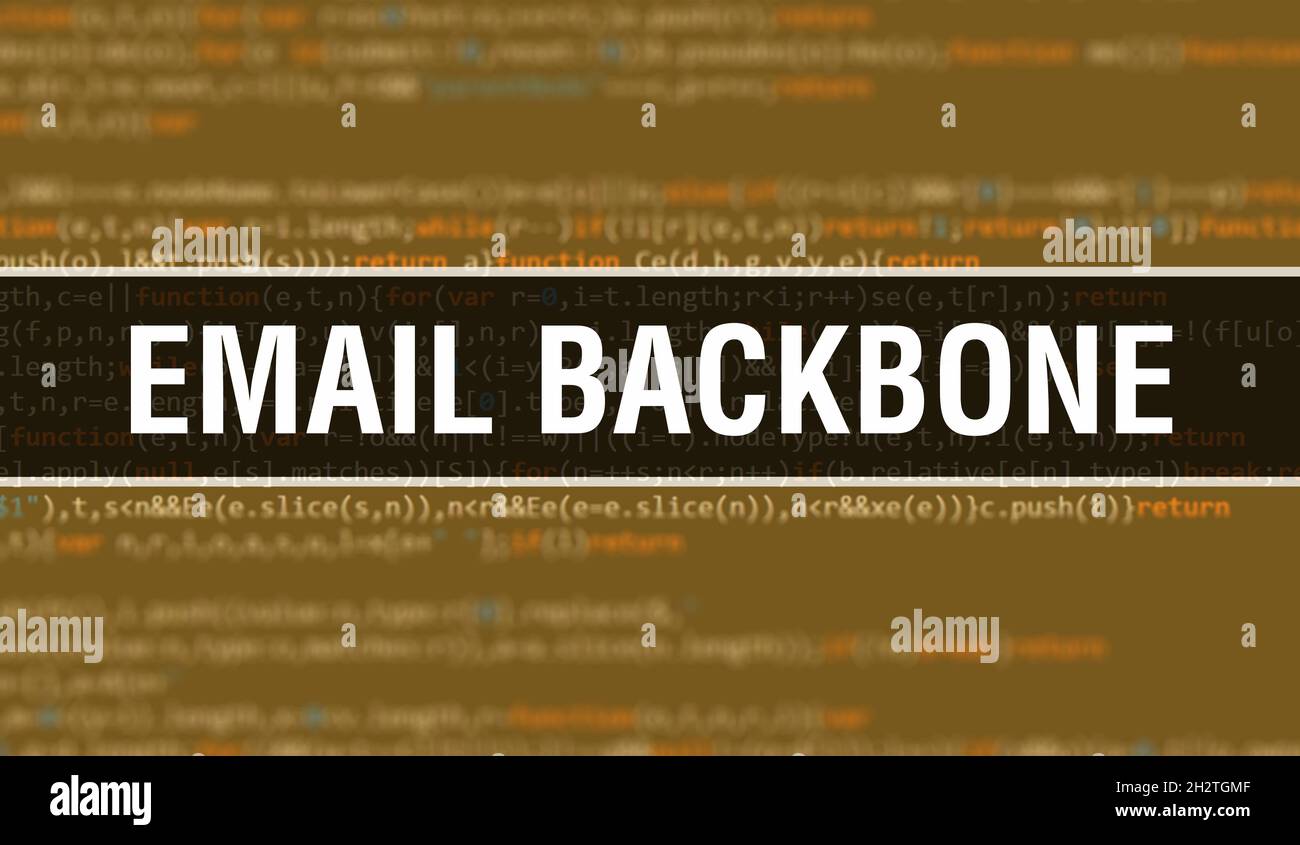 E-Mail Backbone Text geschrieben auf Programmieren Code abstrakte Technologie Hintergrund von Software-Entwickler und Computer-Skript. E-Mail-Backbone-Konzept von CO Stockfoto