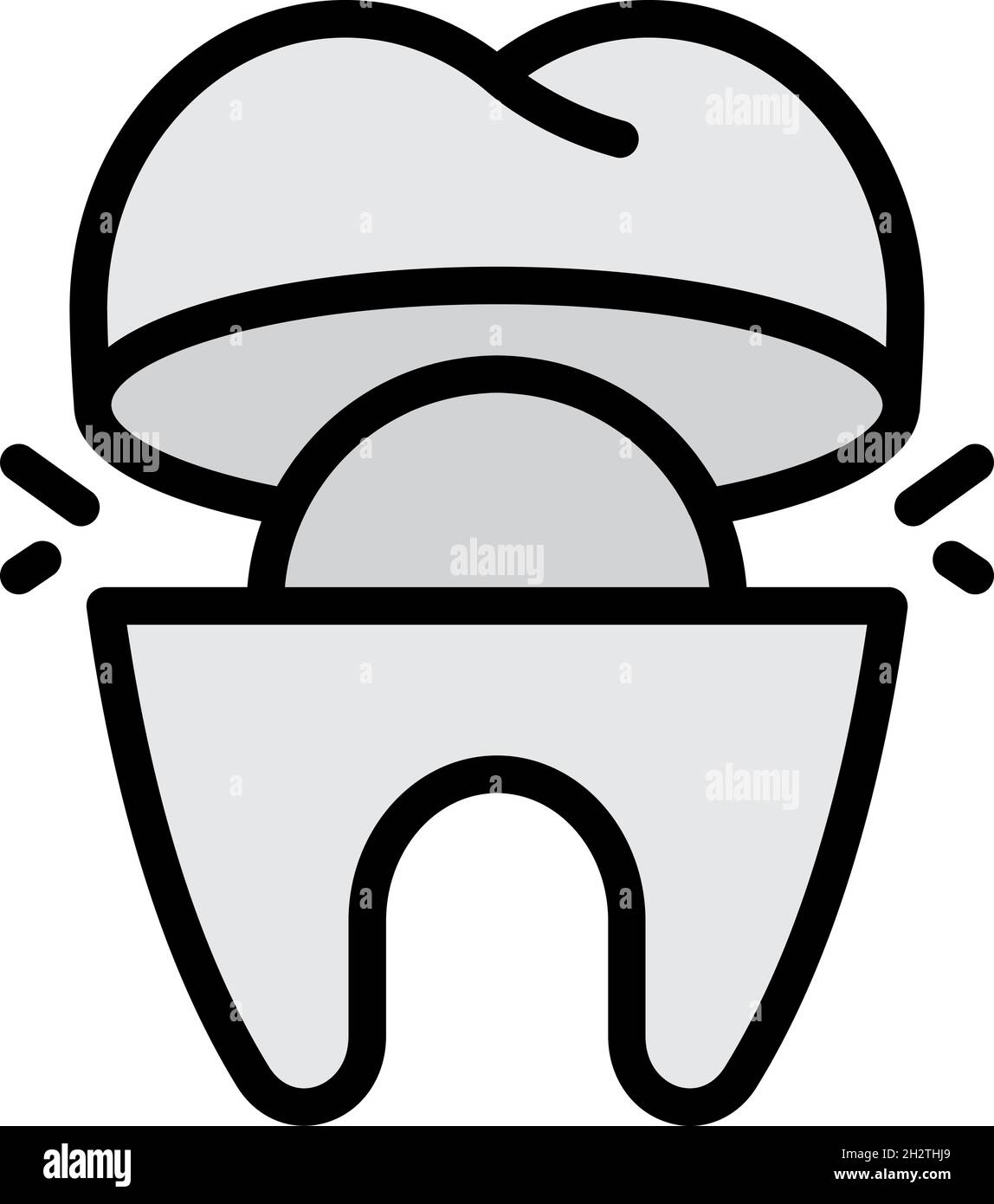 Symbol für abgeschnittenen Zahn. Kontur Schneidezahn Vektor Symbol Farbe flach isoliert Stock Vektor