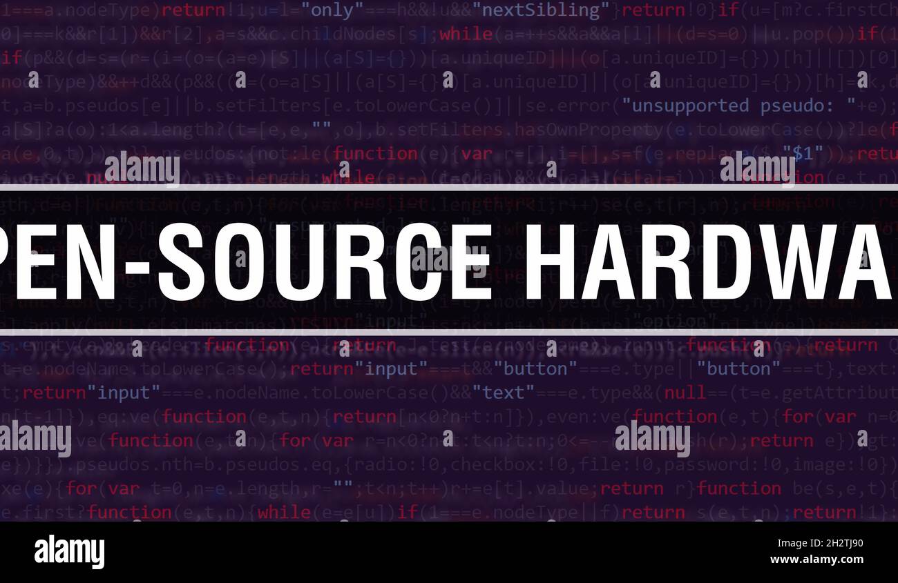 Open-Source-Hardware-Text geschrieben auf Programmier-Code abstrakte Technologie Hintergrund von Software-Entwickler und Computer-Skript. Open-Source-Hardware c Stockfoto
