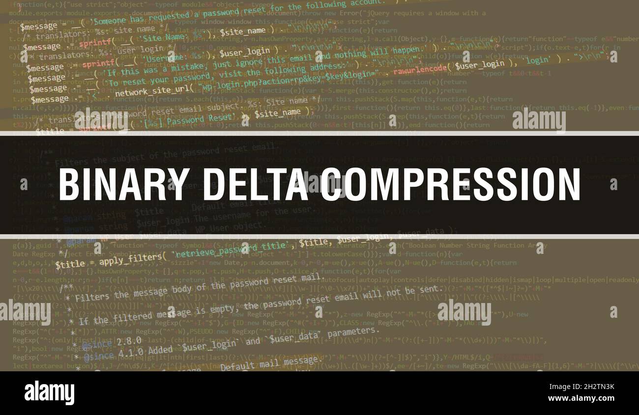 Binäre Delta-Komprimierung mit Abstract-Technologie Binärcode-Hintergrund.Digitale Binärdaten und Secure Data-Konzept. Software Stockfoto
