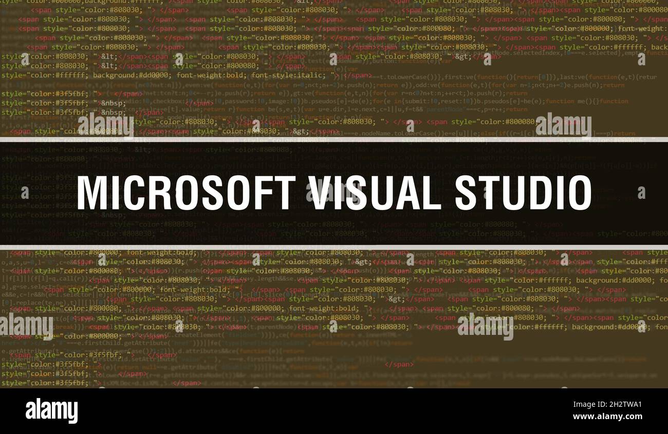 Microsoft Visual Studio Konzept mit zufälligen Teilen von Programmcode.Microsoft Visual Studio Text geschrieben auf Programmieren Code abstrakte Technologie backgro Stockfoto