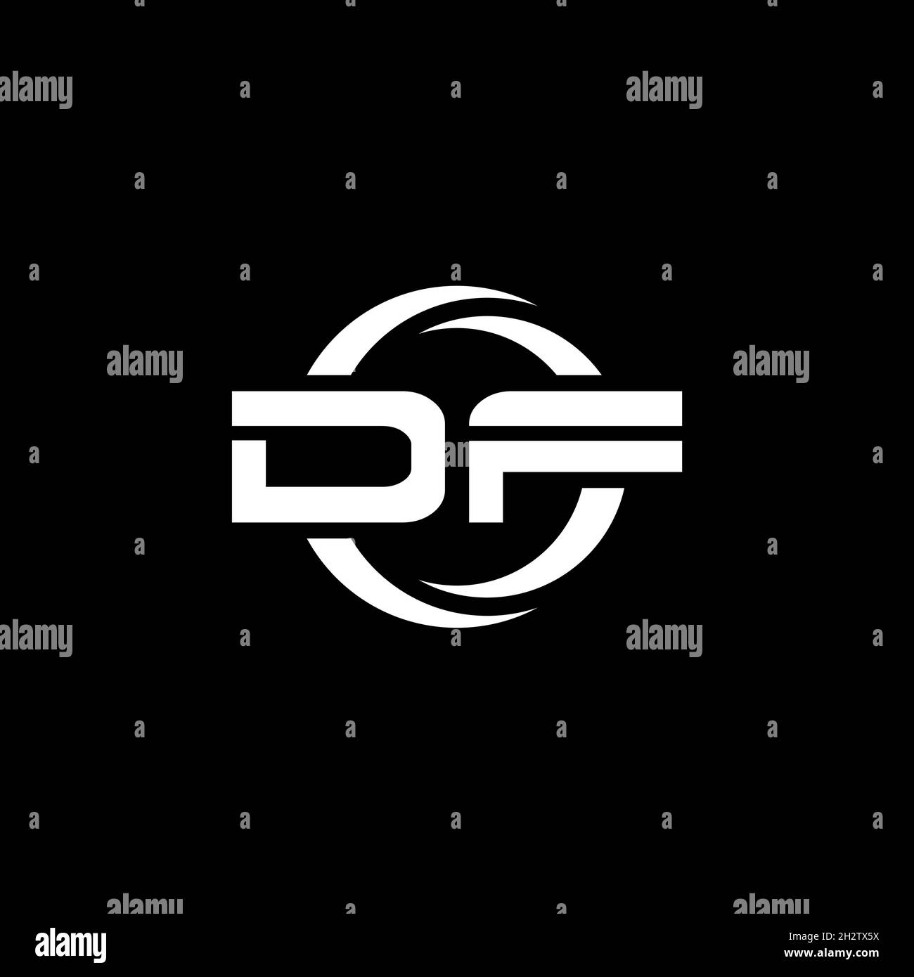 DF Monogram Logo Brief mit einfacher Form und Kreis abgerundeten Design-Vorlage isoliert auf schwarzem Hintergrund Stock Vektor