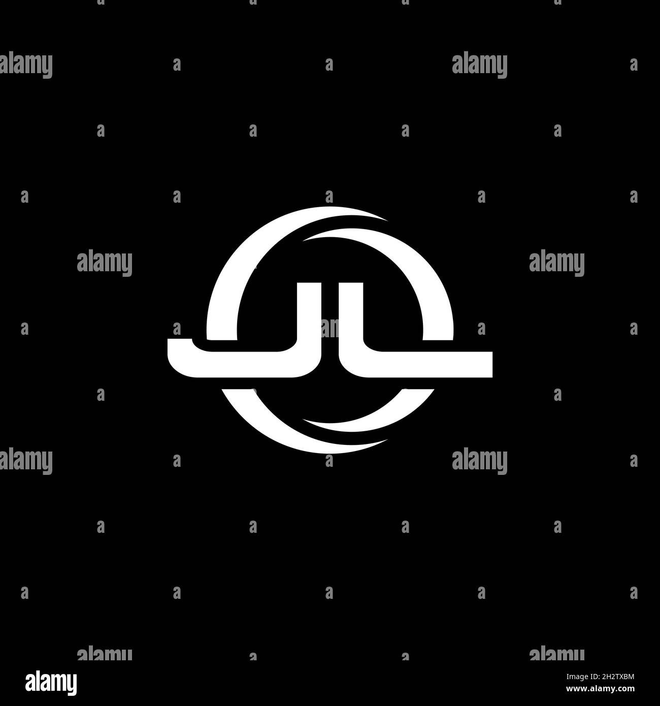 JL Monogram Logo Brief mit einfacher Form und Kreis abgerundeten Design-Vorlage isoliert auf schwarzem Hintergrund Stock Vektor