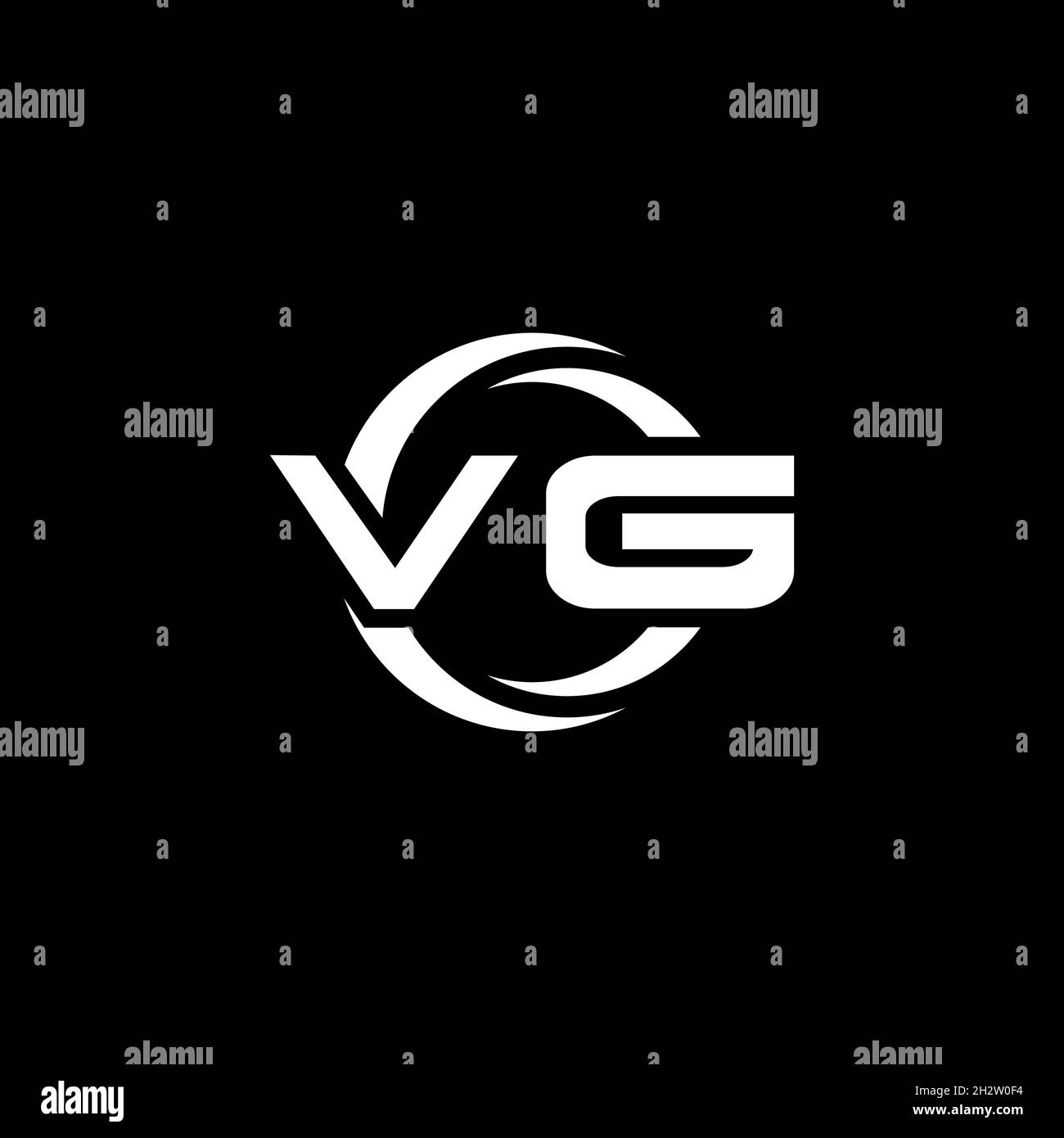 VG Monogram Logo-Buchstabe mit einfacher Form und Kreis abgerundeten Design-Vorlage isoliert auf schwarzem Hintergrund Stock Vektor