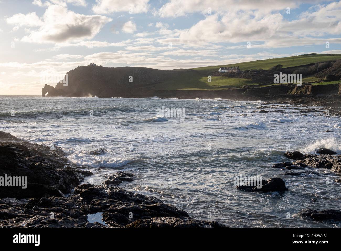 Prawle Point, East Prawle, Devon an einem winterlichen Tag Stockfoto