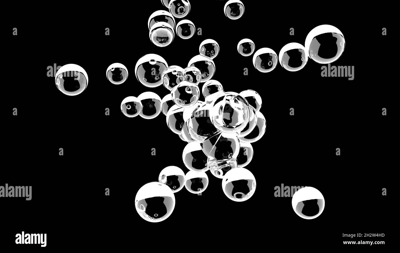 3d-Molekül Brownsche Bewegung Wissenschaft Animation Hautpflege Konzept Wasser 3d Render Stockfoto