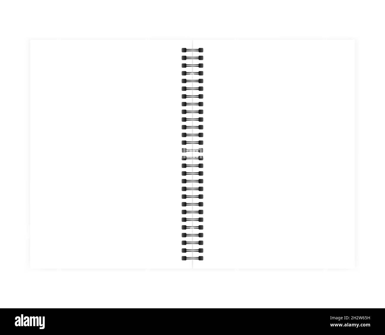 Drahtbruch, leeres weißes A4-Notizbuch, Vektorvorlage. Schwarzes Spiral Notebook realistisches Modell. Modell mit Notizblock-Spread Stock Vektor