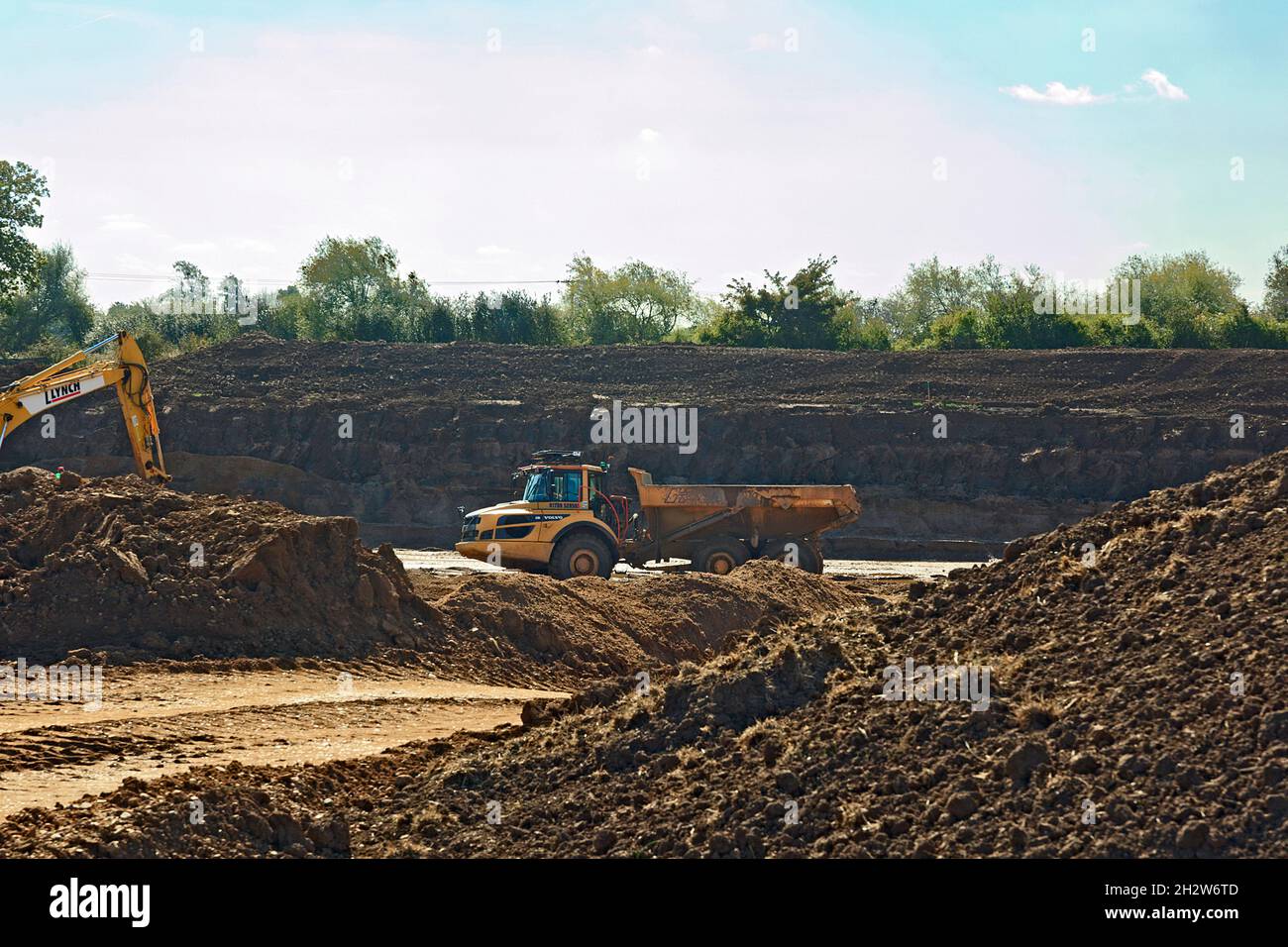 Steinbruchgrabungen in der Nähe des Dorfes Cromwell bei Newark, Nottinghamshire, England Stockfoto