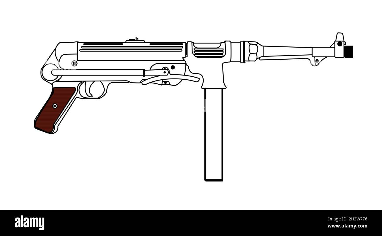 Ein deutscher Maschinengewehr aus dem 2. Weltkrieg in et auf weißem Hintergrund Stockfoto