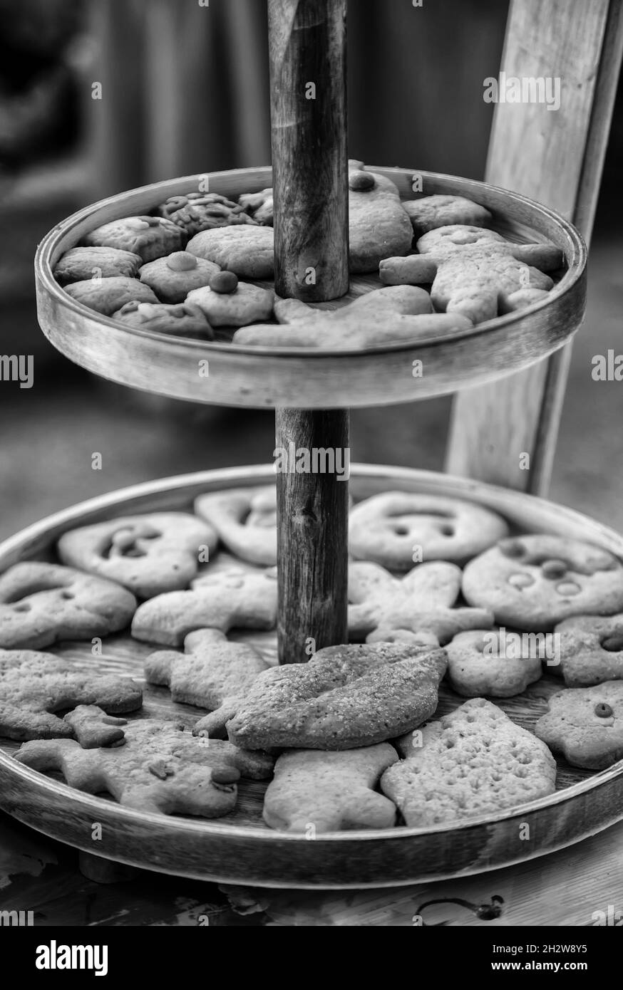 Hausgemachte Kekse mit Formen, süße Nachspeise detail, Feier Stockfoto
