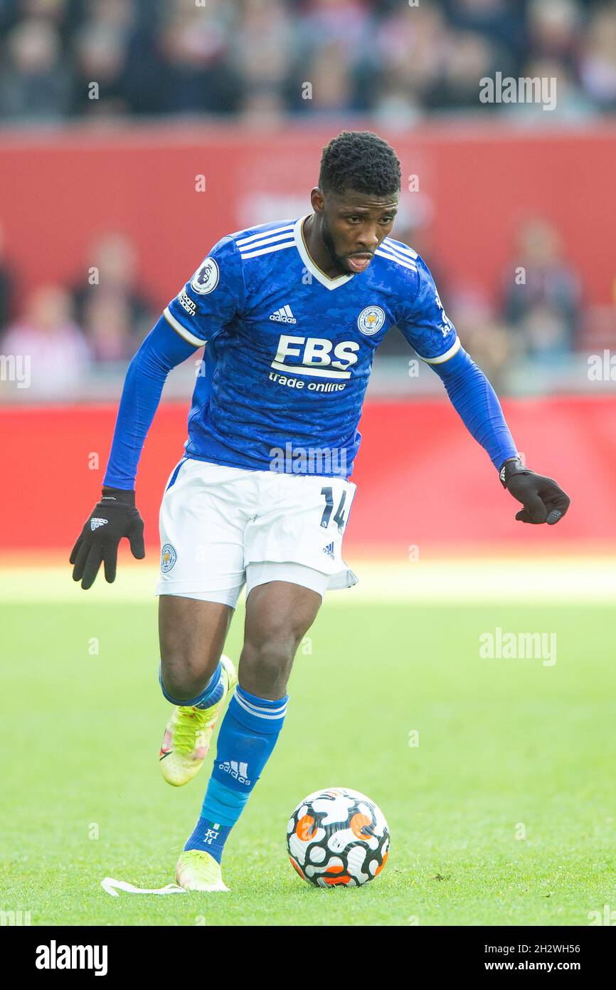 London, Großbritannien. Okt. 2021. Kelechi Iheanacho aus Leicester City während des Premier League-Spiels zwischen Brentford und Leicester City im Brentford Community Stadium, London, England am 24. Oktober 2021. Foto von Salvio Calabrese. Nur zur redaktionellen Verwendung, Lizenz für kommerzielle Nutzung erforderlich. Keine Verwendung bei Wetten, Spielen oder Veröffentlichungen einzelner Clubs/Vereine/Spieler. Kredit: UK Sports Pics Ltd/Alamy Live Nachrichten Stockfoto
