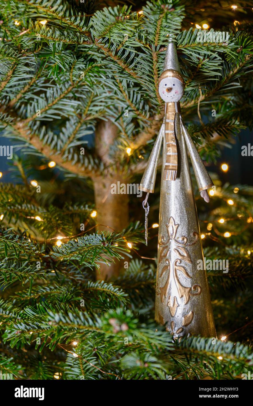 Weihnachtsbaum Dekoration Schneemann König Stockfoto